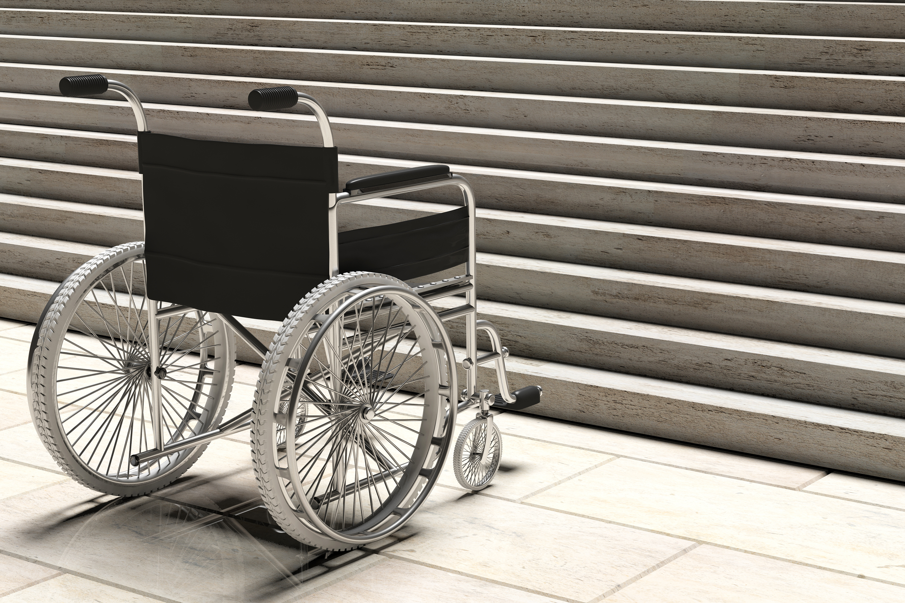 Wheelchair at stairs