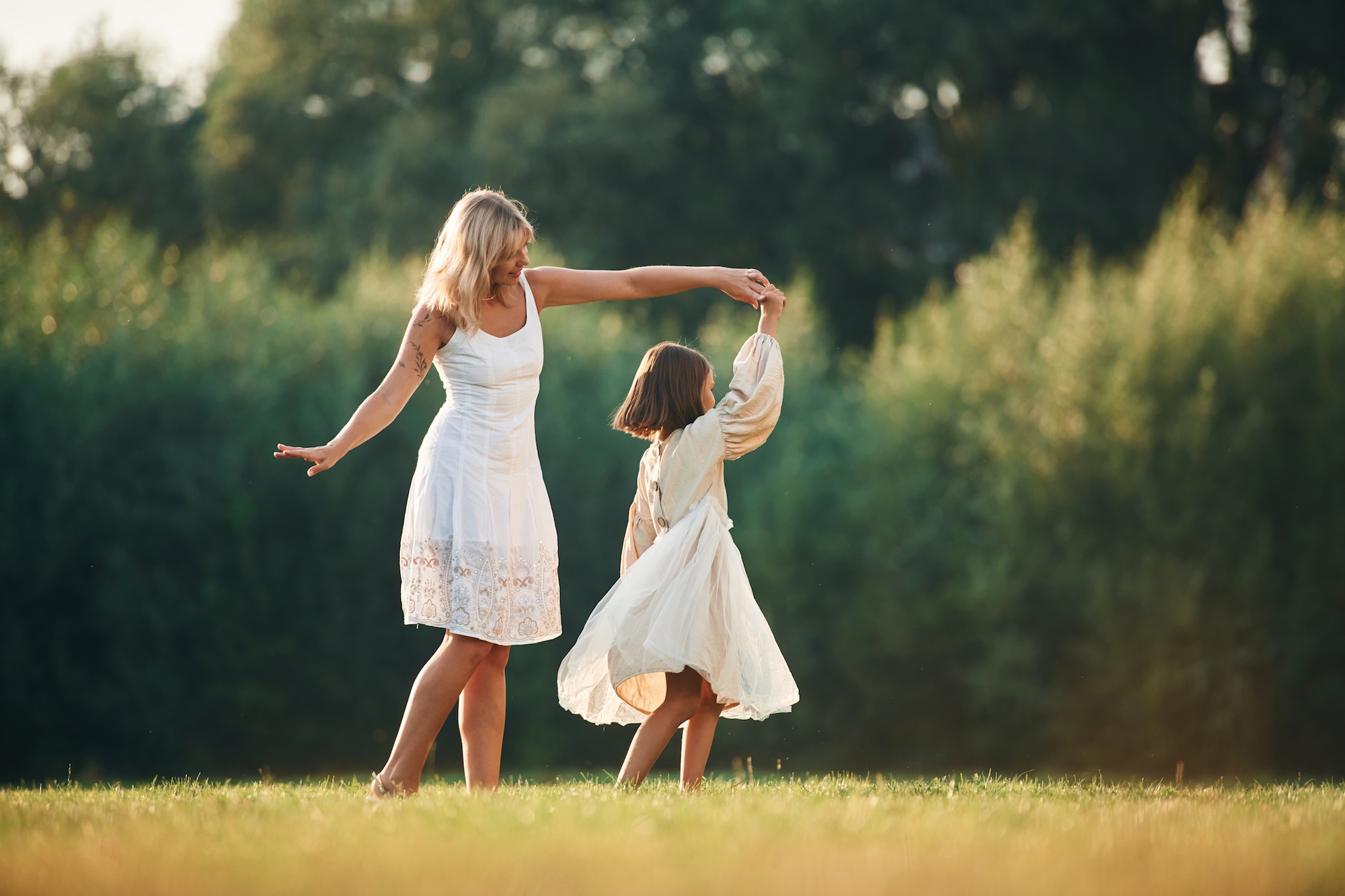 Mother daughter dancing