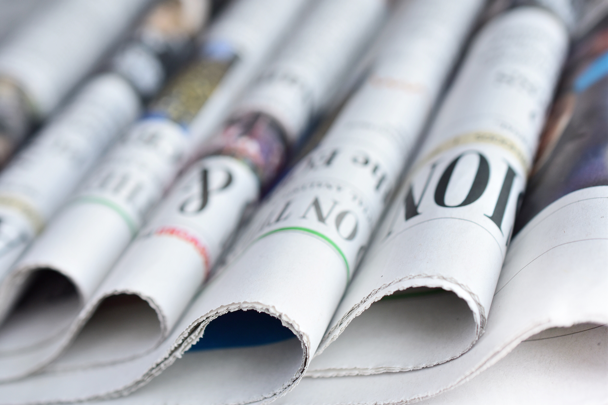 Close up of newspapers